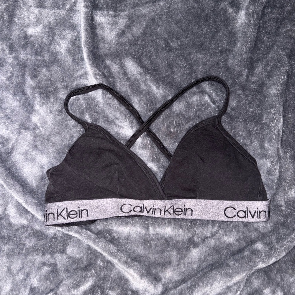 Calvin Klein Black and Gray Bralette